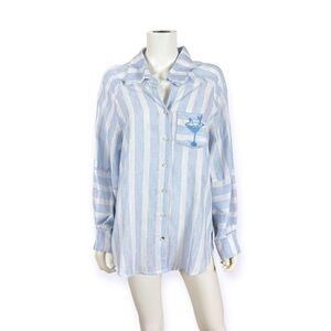 Heroes & Dreamers Striped Button Up Mermaid Martini Shirt